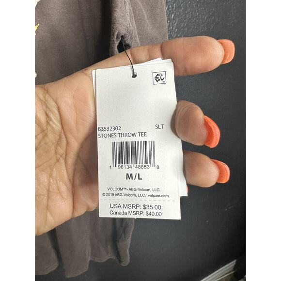 Volcom Stones Throw Short Sleeve Tee T-Shirt, Slate Grey Women's Size M/L - Picture 9 of 9